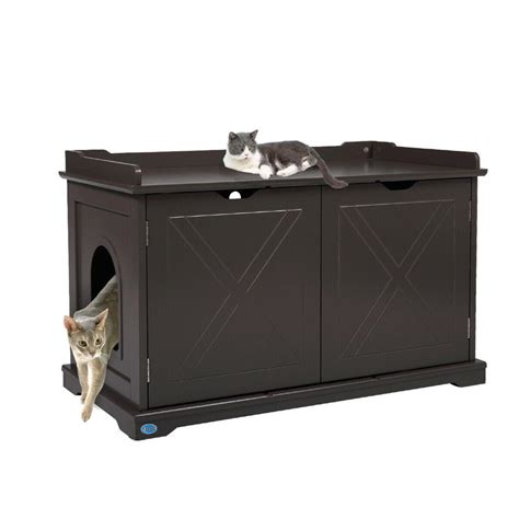 Cat House Litter Box Wooden Cabinet Enclosure Furniture