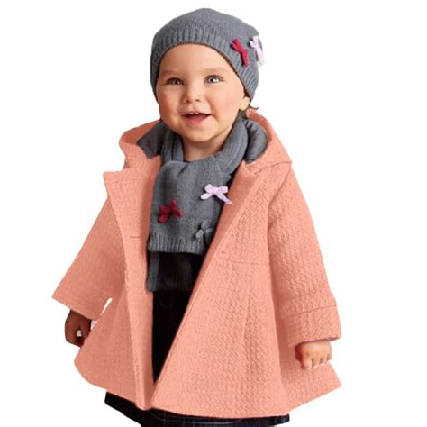 2018 Cute New Baby Girls Autumn Winter Clothes Horn Button Hooded Pea