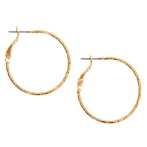Gold 30mm Textured Hoop Earrings Claires Us