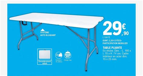 Offre Table Pliante chez E Leclerc