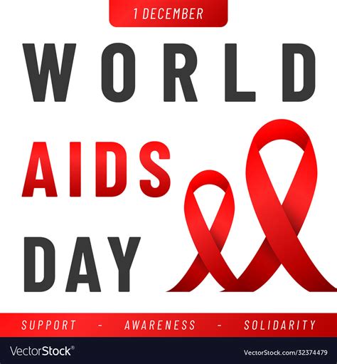 World Aids Day Poster Awareness Red Ribbon Vector Image