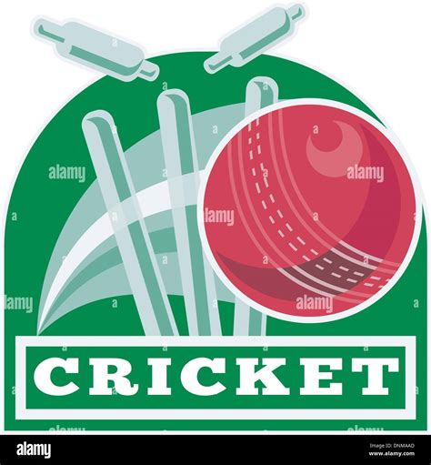 Illustration Of A Cricket Ball Hitting Bowling Over Wicket With Words