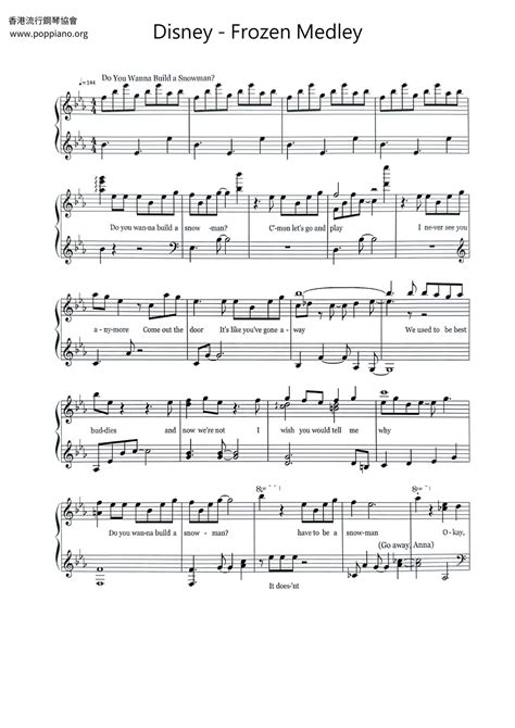 Movie Soundtrack Frozen Medley Sheet Music Pdf Free Score Download