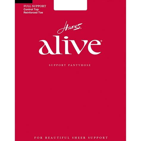 Hanes Alive Full Support Control Top Reinforced Toe Pantyhose Style 810