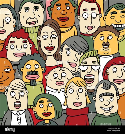 A Crowd Of Cartoon People In An Audience Stock Vector Image And Art Alamy