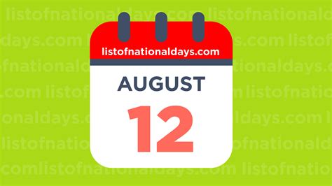 August 12th National Holidaysobservances And Famous Birthdays