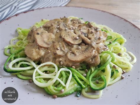 Zoodles mit Champignon Rahmsauce low carb vegan Low carb Rezepte