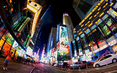 Times Square New York Usa City Cities Neon Lights Traffic Night People F Wallpaper 2560x1600