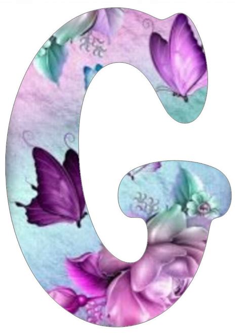 The Letter C Is Decorated With Butterflies And Flowers