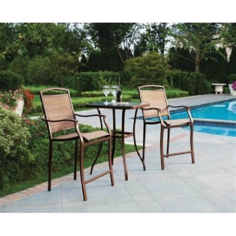 3 Pc High Top Bistro Table Chairs Set Slingback Material Comfortable