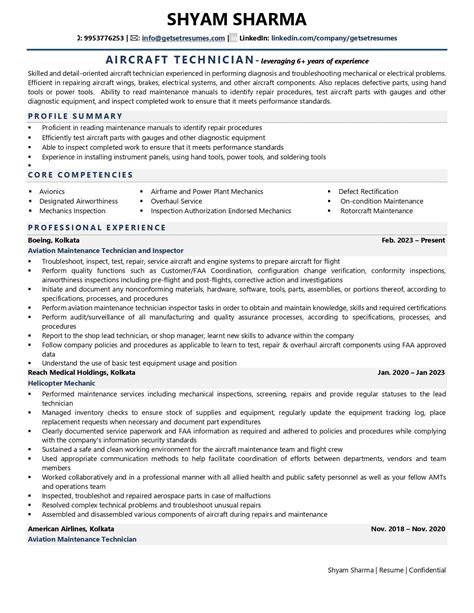 Aircraft Technician Resume Examples And Template With Job Winning Tips
