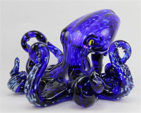 Cobalt Octopus Opal Art Glass
