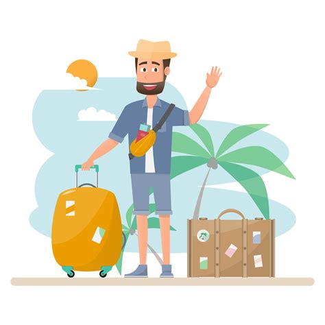 People Travel Couple With Bag For A Vacation 426280 Vector Art At