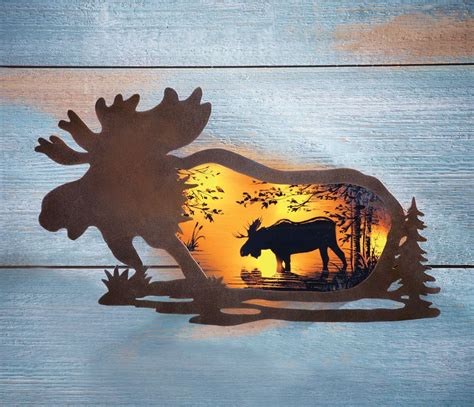 Rustic Lodge Moose Silhouette Decorative Wall Art 18 34l X 11h