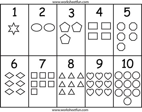 After mastering your 1 to 10, you can you can also use them to show simple math, so you may want to print more than one set. Numbers & Shapes Worksheet | Printable worksheets, Free ...