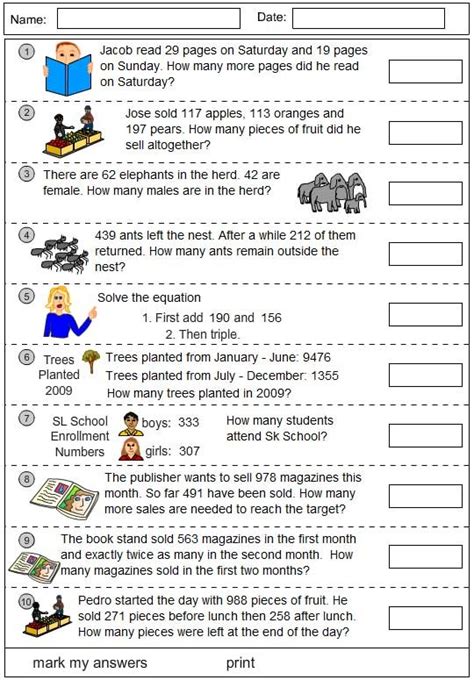 Problem Solving Worksheets Grade 1
