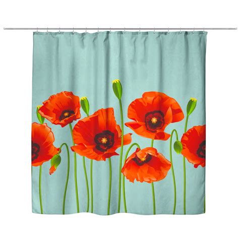 Modern Poppy Flower Shower Curtain Colorful Poppies Shower Etsy