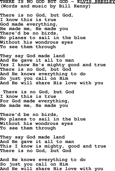 There Is No God But God By Elvis Presley Lyrics