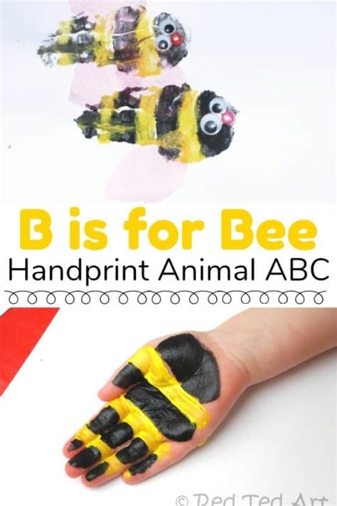 Handprint Alphabet B Is For Bee And Biene Red Ted Art Kids Crafts