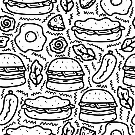 Premium Vector Kawaii Food Cartoon Doodle Pattern Design