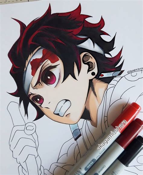 ~ Tanjiro 😈 By Akagamishara Visit Our Website For More Anime