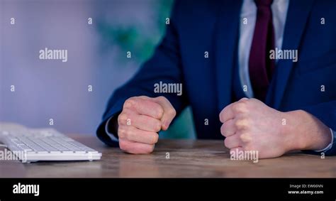 Angry Businessman With Closed Fists Stock Photo Alamy