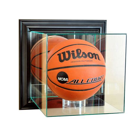 Wall Mount Glass Full Size Basketball Display Case Uv Protection Black