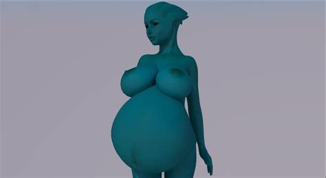 Rule D Alien Areola Asari Belly Big Belly Big Breasts Blue Skin