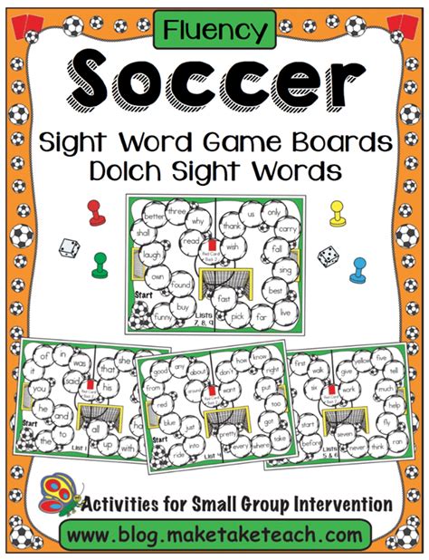Soccer Sight Word Game Boards Make Take And Teach