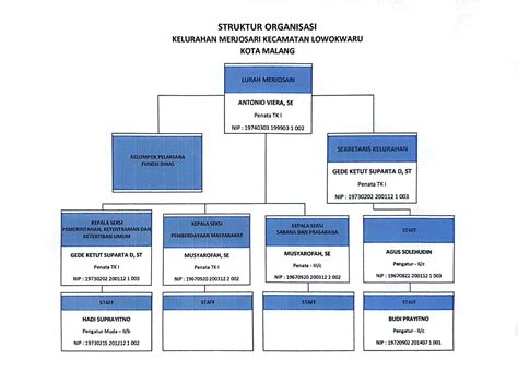 Struktur Organisasi Kelurahan Merjosari