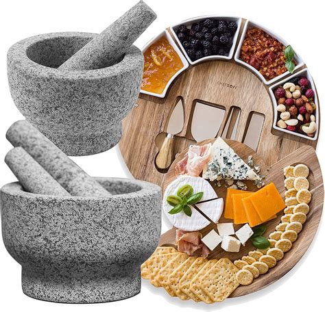 Chefsofi Cheese Board And Mortar And Pestle Sets The