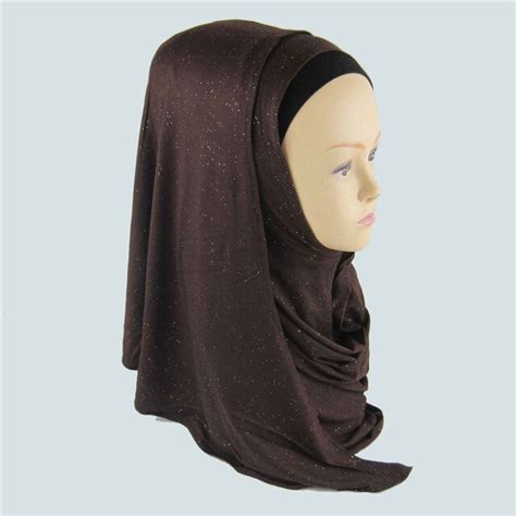 1pc Jersey Glitter Instant Shawl Shimmer Hijab Slip On Shawls Shinny