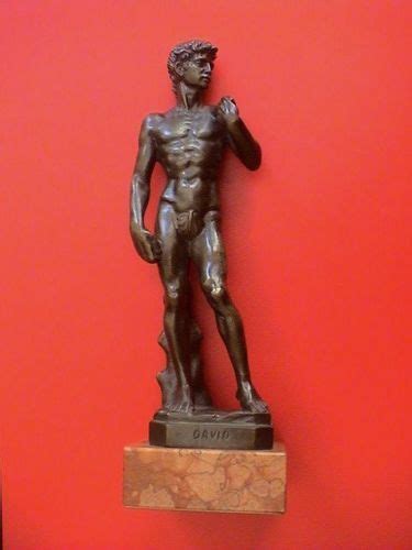 Rare Massive Bronze Sculpture David After Michelangelo Signed By