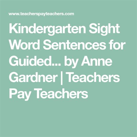 Kindergarten Sight Word Sentences And Games For Guided