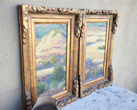 Pair Of Framed Original Oil Painting Panels By James Merriam