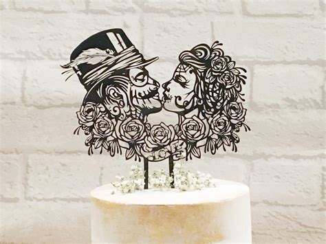 Rockabilly Wedding Cake Topper Sugar Skull Cake Topper Etsy