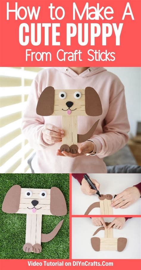 How To Make A Cute Craft Stick Puppy With Video Diy And Crafts