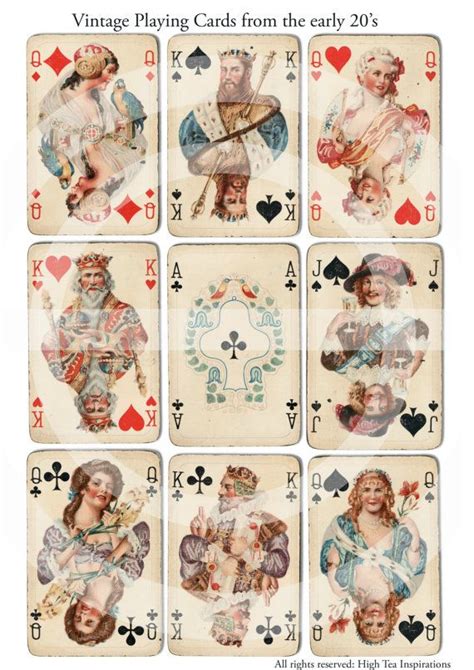 Vintage Playing Cards Digital Collage Sheet Printable Download