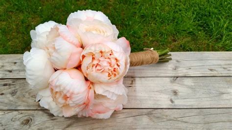 Pink And White Peony Wedding Bouquet Made With Real Touch Silk Peony