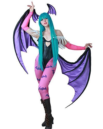 Miccostumes Womens Morrigan Aensland Cosplay Costume With Wings Leggings Otaku Kami