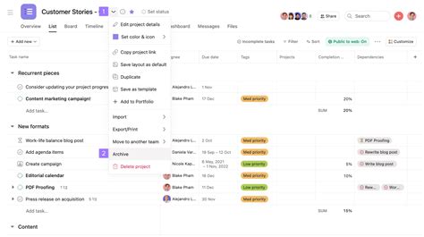 Setting Up A Project In Asana Product Guide • Asana Product Guide