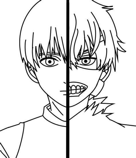 Ken Kaneki Two Sides Lineart By Al3x796 On Deviantart