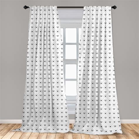 Abstract Curtains 2 Panels Set Minimalist Modern Motif Crowns And Dots