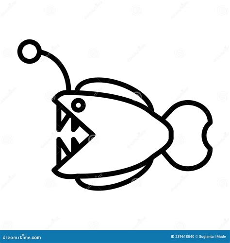 Angler Fish Line Art Icon Logo Vecto Stock Vector Illustration Of