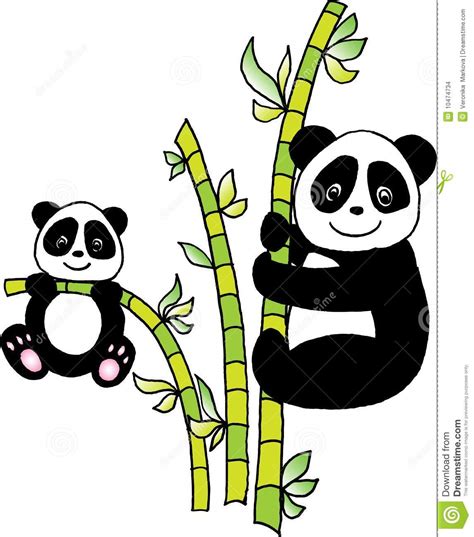 Panda With Bamboo Stock Vector Illustration Of Curves