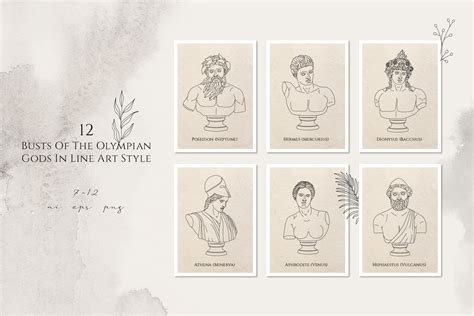 Oh My Gods Olympian Gods In Line Art Style By Cosmic Store Thehungryjpeg