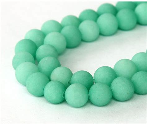 Teal Green Matte Jade Beads 8mm Round Golden Age Beads