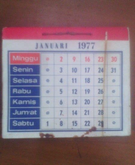 Bulan Kalender Tahun 1977 Lengkap Dengan Weton Weton Sisa Neptu 4