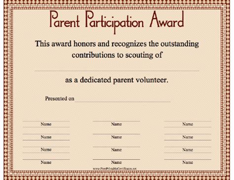 Thank Your Scouting Volunteers With This Parent Participation Award