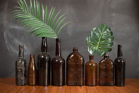Vintage Apothecary Bottles - Set of 8 Brown Glass Antique Pharmacy Bottles - Pharmaceutical ...